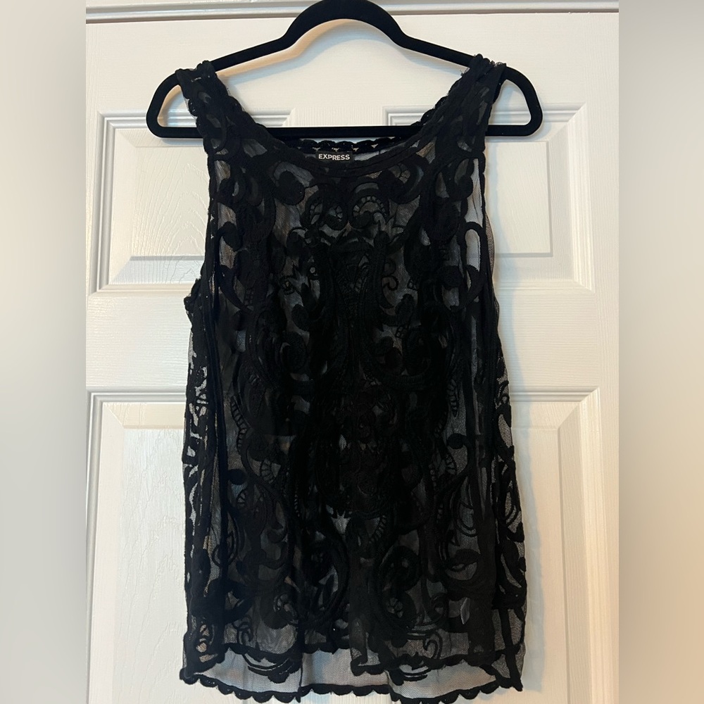 Express Black Sheer Tank Top Size S